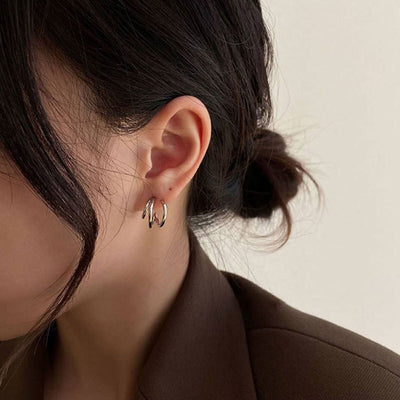 925 Sterling Silver Needle Pearl Stud Earrings Women's All-match Refined Simple