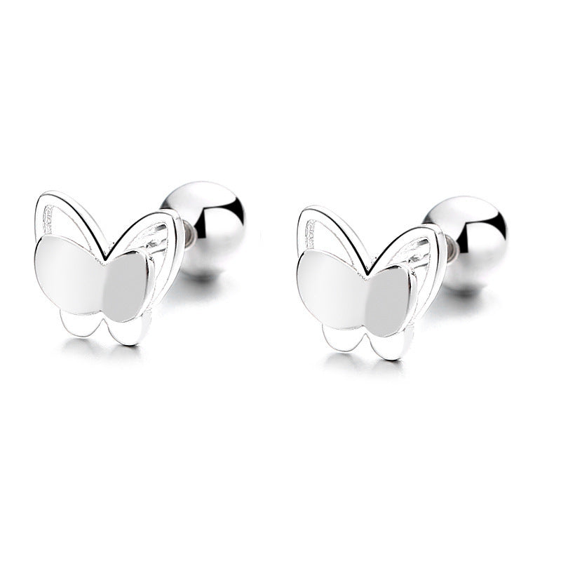 925 Sterling Silver Sweet Double Butterfly Thread Stud Earrings