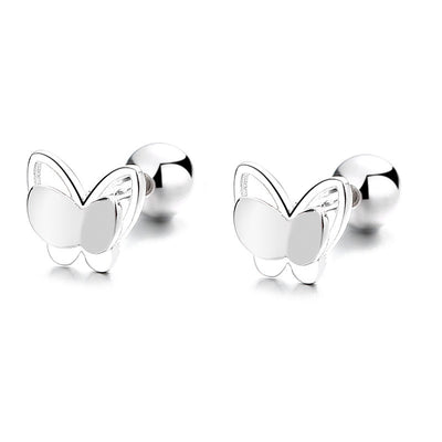 925 Sterling Silver Sweet Double Butterfly Thread Stud Earrings