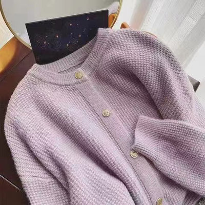 Fresh Round Neck Knitted Cardigan