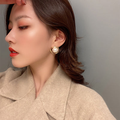 Sterling Silver Needle South Korea Dongdaemun Irregular Pearl Stud Earrings