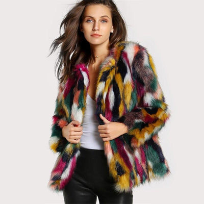 Colorful Faux Fur Coat | MODE BY OH