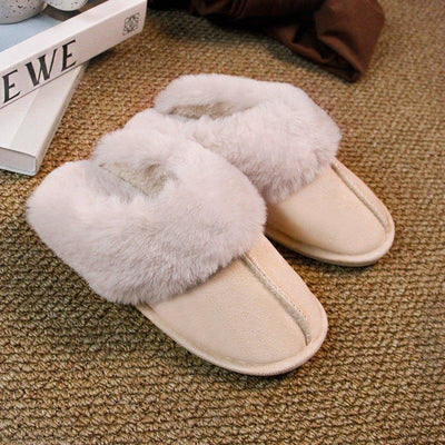 Home Fur Mouth Cotton Slippers Non-slip Toe Cap Autumn And Winter Plush Comfortable | MODE BY OH