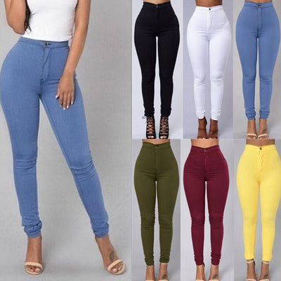 Leggings thin waist stretch pencil pants tight candy colored jeans - MODE BY OH