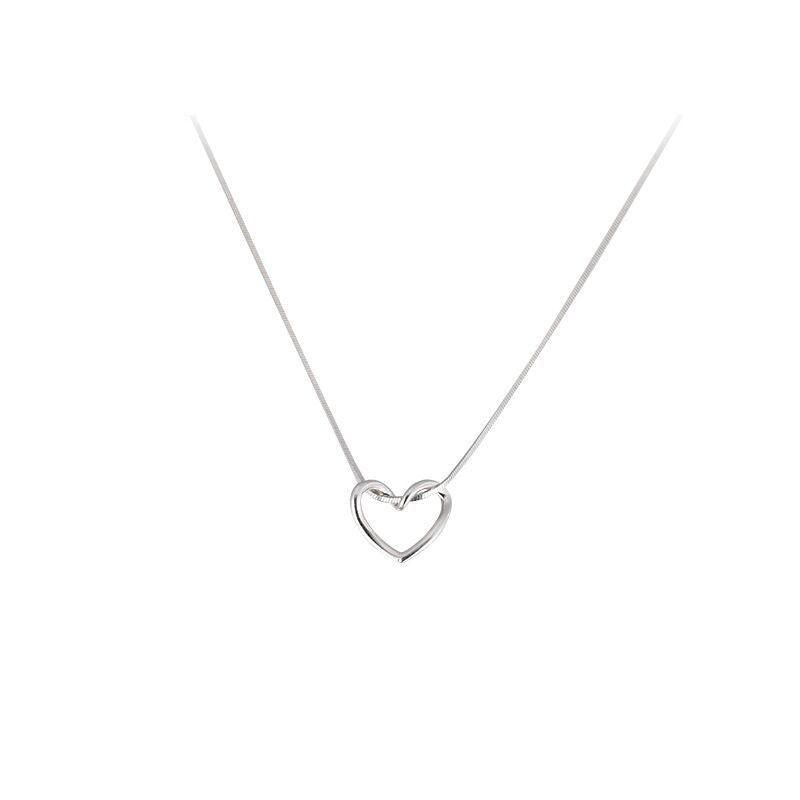 S925 Sterling Silver Minimalist Hollow Heart Necklace For Women - MODE BY OH