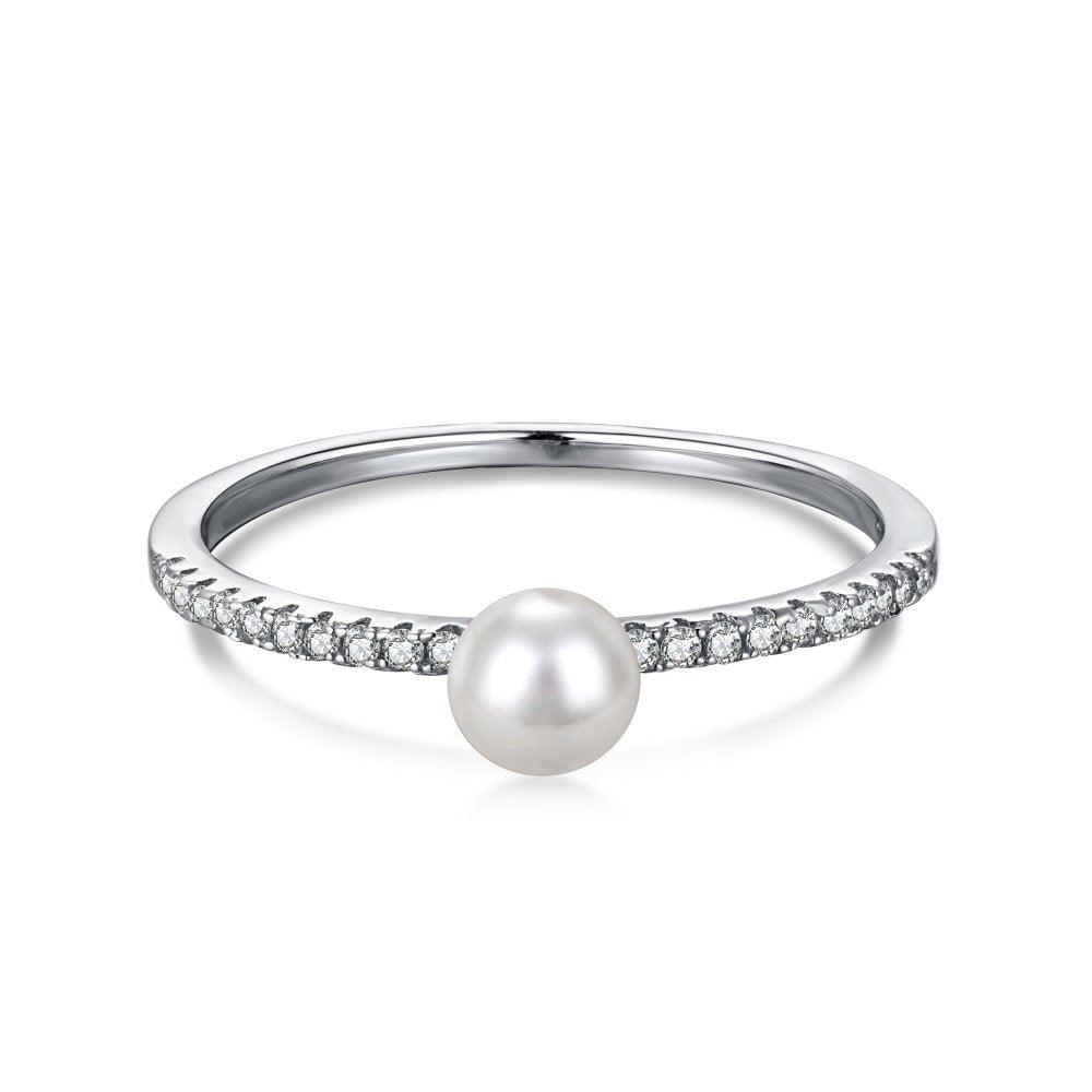 S925 Sterling Silver Rhinestone Pearl Simple Ring - MODE BY OH
