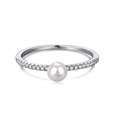 S925 Sterling Silver Rhinestone Pearl Simple Ring - MODE BY OH