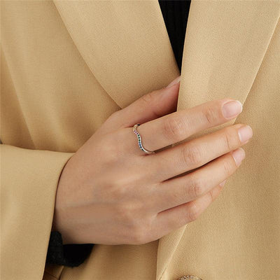 S925 Sterling Silver Ring Female Simple Cute Style Color Zircon Ring | MODE BY OH