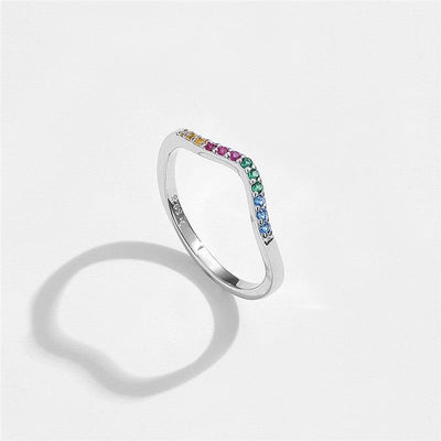 S925 Sterling Silver Ring Female Simple Cute Style Color Zircon Ring | MODE BY OH