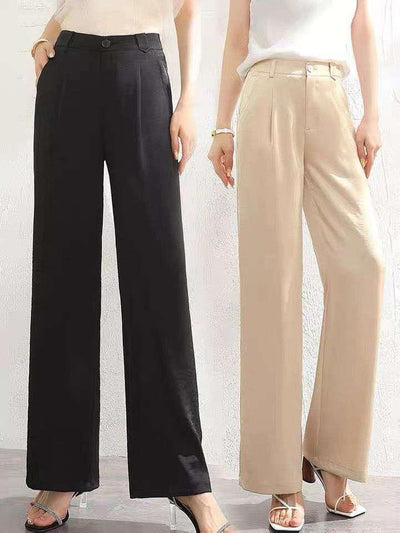 Satin High-waisted Wide-leg Pants Women's Trousers Suit Straight Loose And Thin | MODE BY OH
