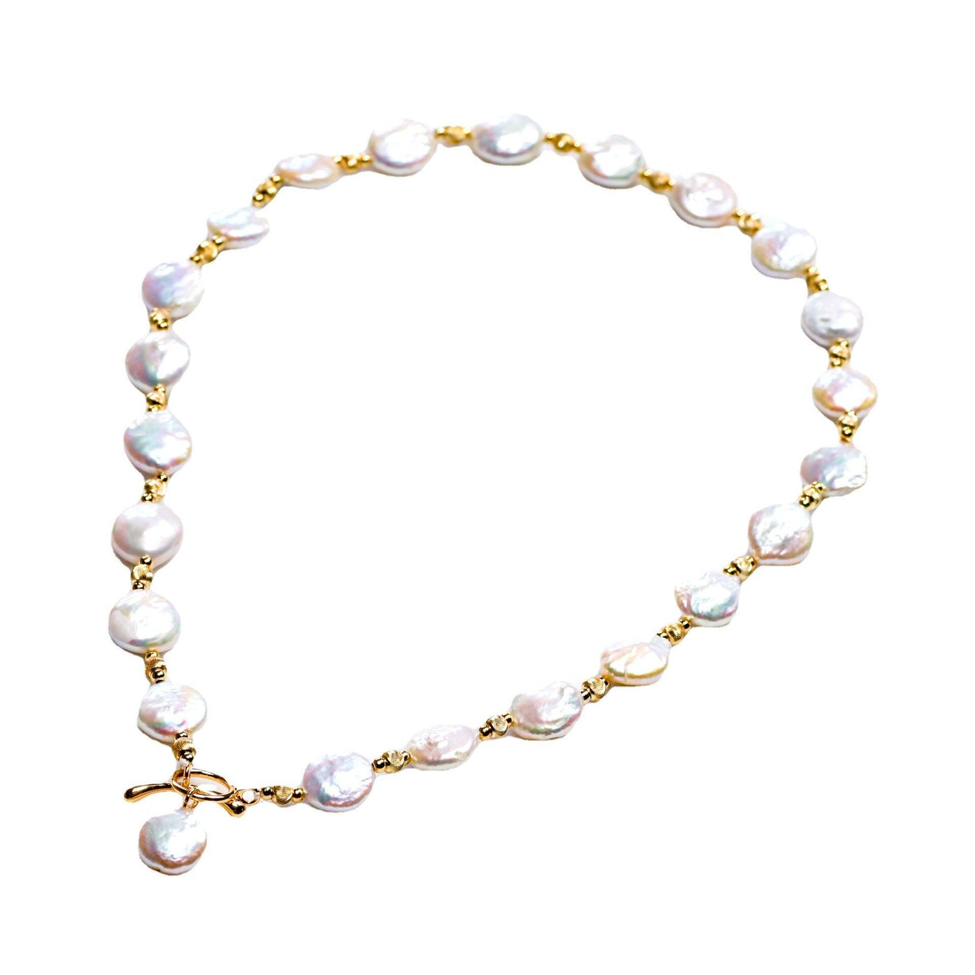 Shaped Baroque Freshwater Pearl 12-13mm Button Necklace | MODE BY OH