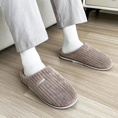Solid Color Simple Cotton Slippers Winter Non-slip Home Warm Plush Slippers Household Indoor Couple Women's House Shoes | MODE BY OH