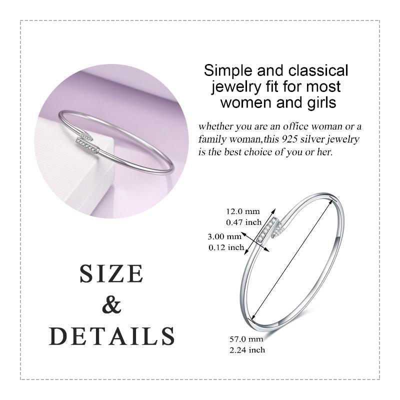 Sterling Silver Dainty Open Cuff Bracelets Jewelry Gift for Women | MODE BY OH
