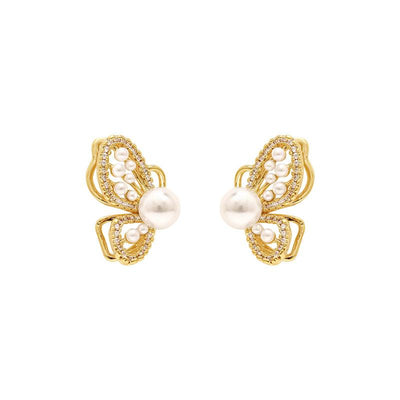 Temperament Butterfly Pearl Earrings Mosquito Coil Ear Clip | MODE BY OH