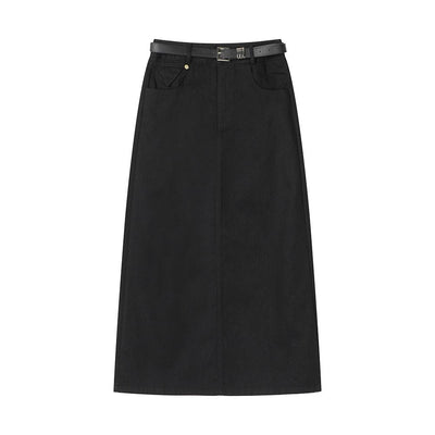 Vintage Denim A-line High Waisted Slim Skirt | MODE BY OH