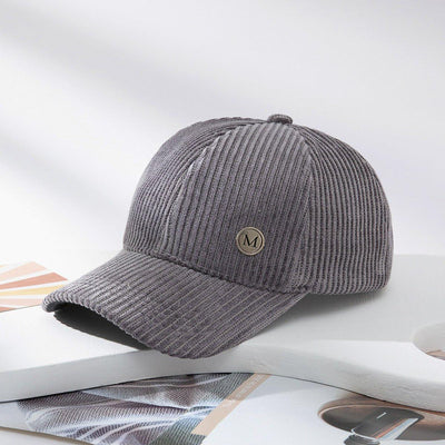 Warm Sunshade Blype Corduroy Metal Letter M Standard Baseball Cap - MODE BY OH
