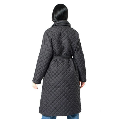 Women's Diamond Plaid Fitted Waist Cotton-padded Coat | MODE BY OH