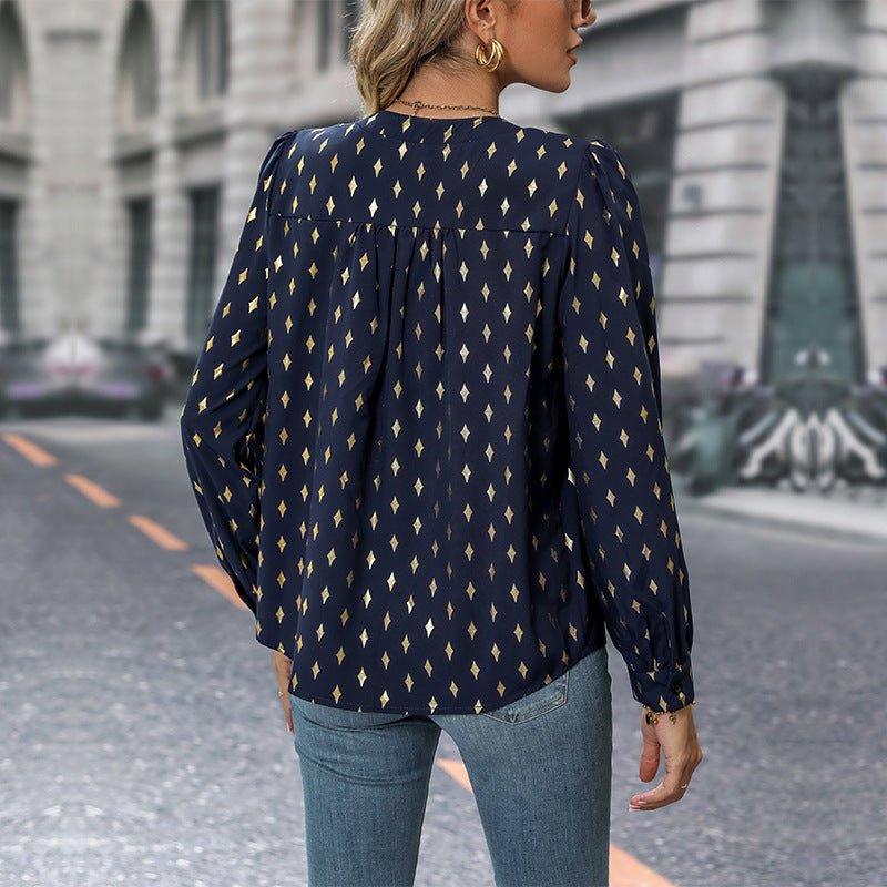 Women's Fashion Casual Long Sleeve Commuter Bronzing Shirt | MODE BY OH