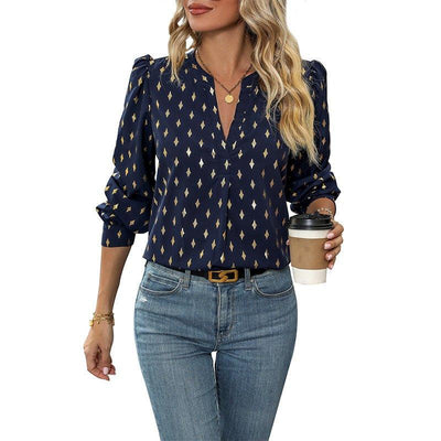Women's Fashion Casual Long Sleeve Commuter Bronzing Shirt | MODE BY OH