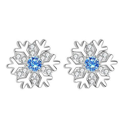 Women's Fashion Simple Blue Diamond Snowflake Ear Stud | MODE BY OH