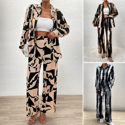 Women's Fashion Temperament Leisure Printed Long Sleeve Trousers set | MODE BY OH