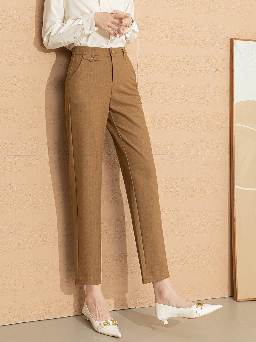 Women's Fashionable High Waist Straight Drape Nine-Point Pants | MODE BY OH