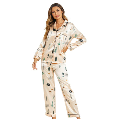Women's Home Silk Satin Printed Pajama Set | MODE BY OH