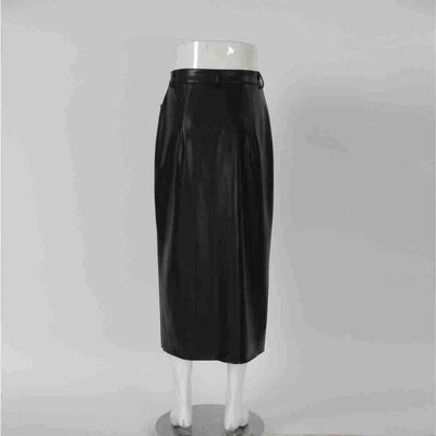 Women's Leather High Waist Straight Skirt | MODE BY OH