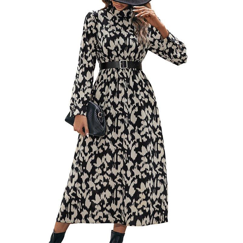 Autumn And Winter Women's Long-sleeved Leopard Print Dress For Women - MODE BY OH