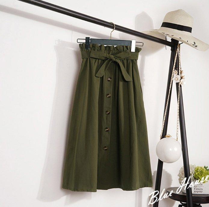 Button High Waist Skirt - MODE BY OH