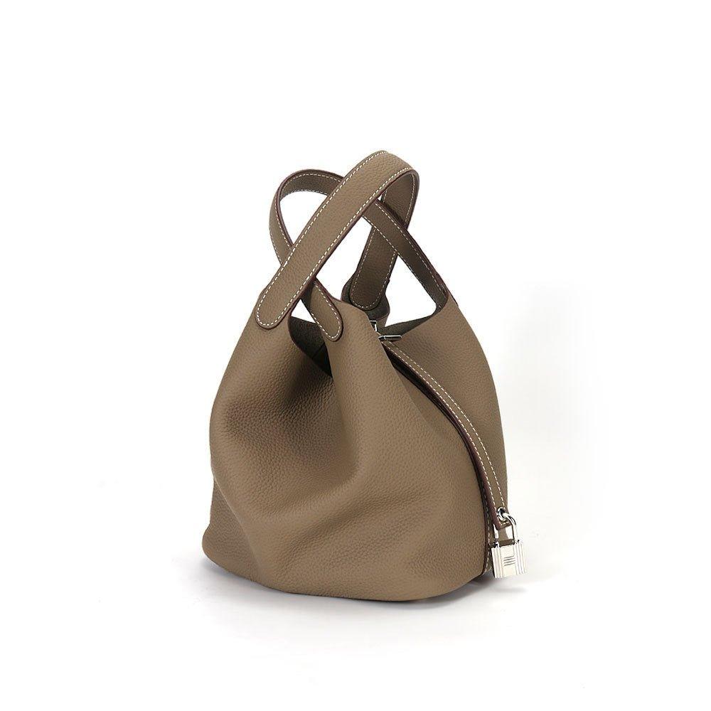 Colorblock Vegetable Basket Leather Bucket Bag | MODE BY OH