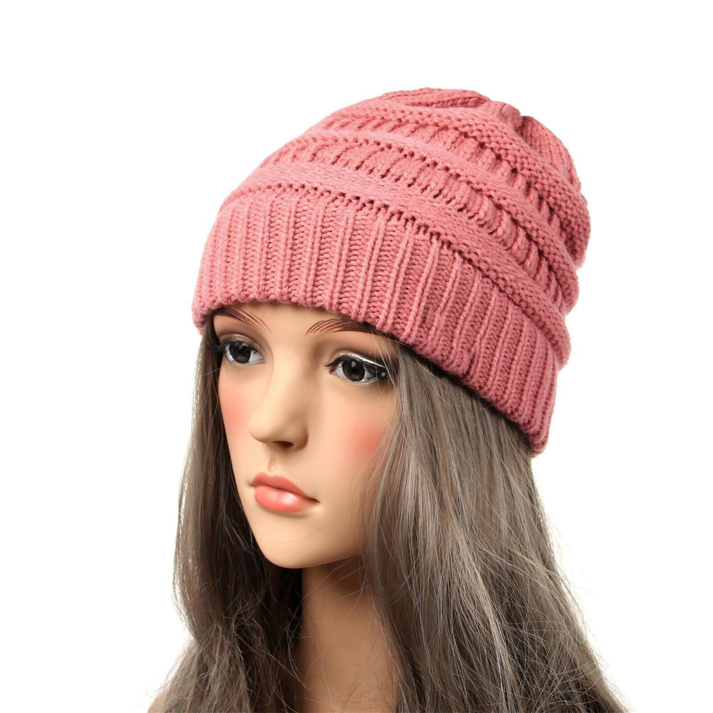 Cross-border Ladies Warm Knitted Hat Simple Solid Color Cap - MODE BY OH