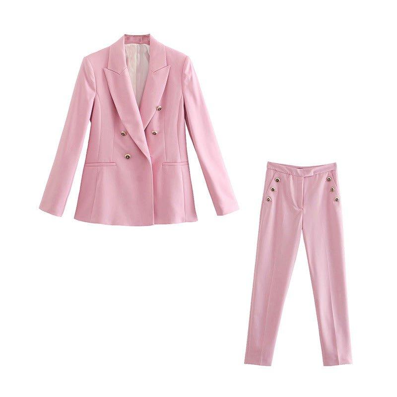 Double-breasted Blazer Pink Suits | MODE BY OH