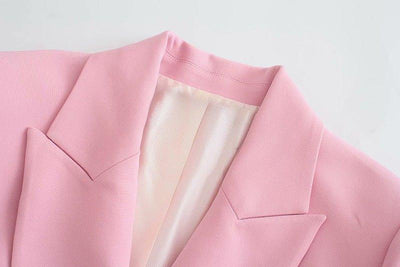 Double-breasted Blazer Pink Suits | MODE BY OH
