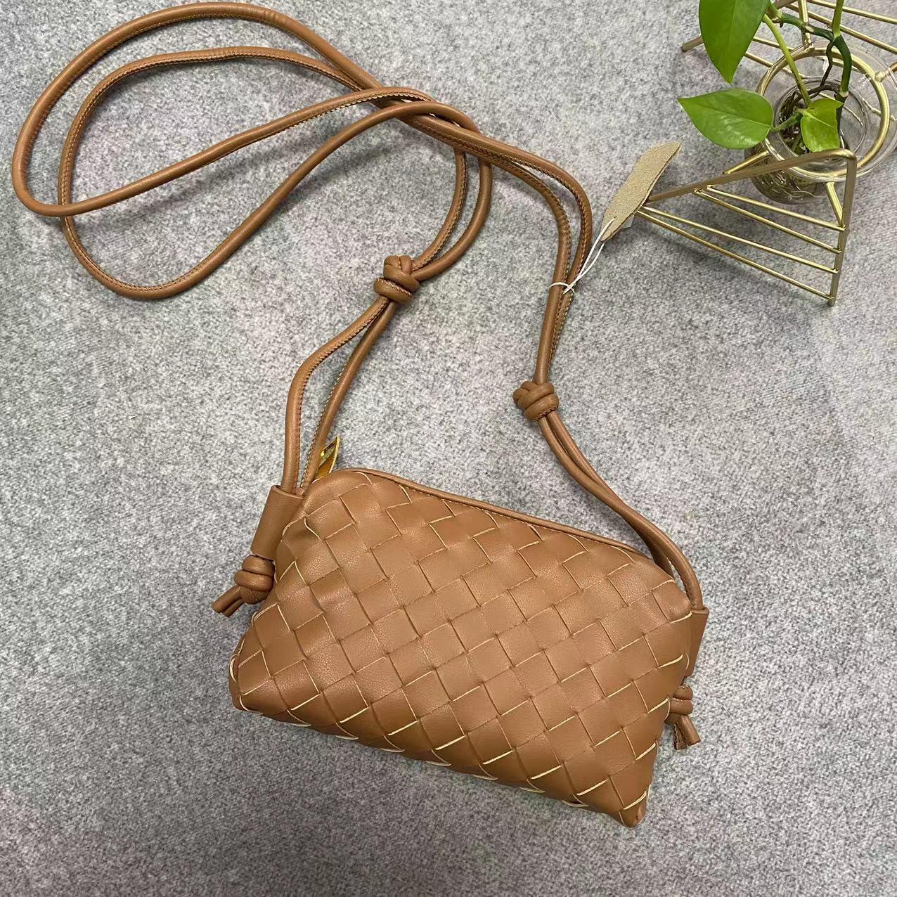 Genuine Leather Woven Small Square Bag - MODE BY OH