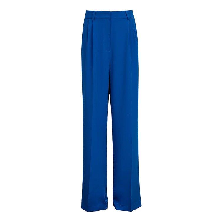 High Waist Loose Klein Blue Casual Trousers Drape Wide Legs | MODE BY OH