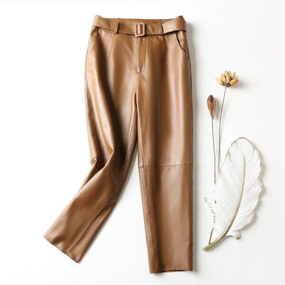 High-waisted leather pants | MODE BY OH