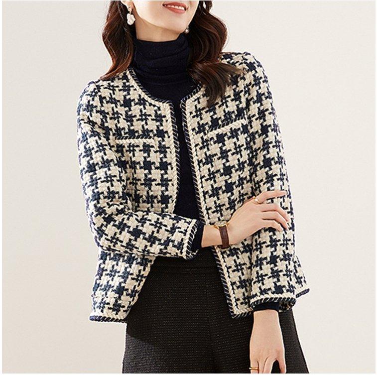 Houndstooth Small Fragrance Jacket Women Clothing | MODE BY OH