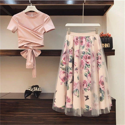 Korean Version Of Printed Mesh Skirt Midi Skirt | MODE BY OH