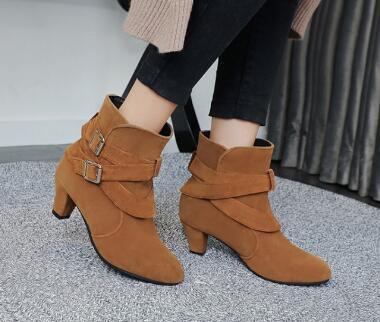 Winter Autumn Leather Casual Women High Heels Pumps Warm Ankle Boots | MODE BY OH