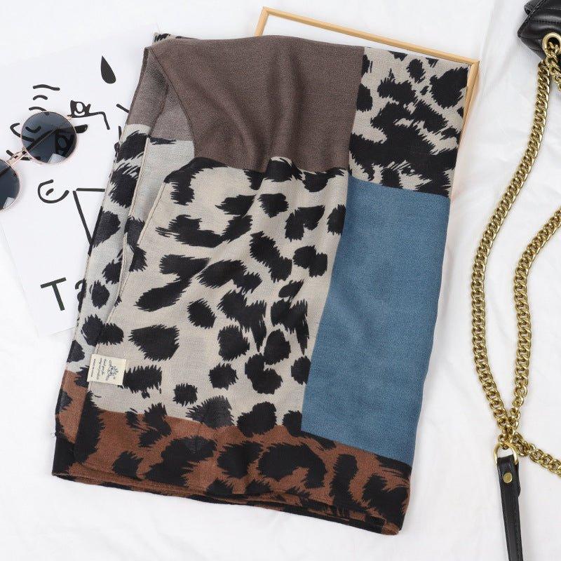 Leopard Print Cotton And Linen Scarf Women Printing Long Gauze Scarf | MODE BY OH