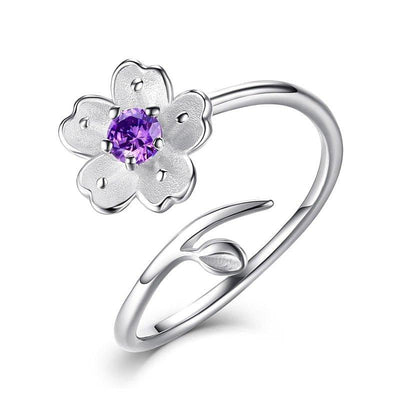 LNRRABC Elegant Purple Pink Flowers Finger Rings Stainless Steel Rings For Women Crystal Ring Fashion Jewelry Dropshipping | MODE BY OH