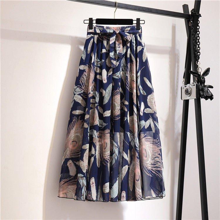 Loose Belly-covering Chiffon Print Skirt | MODE BY OH