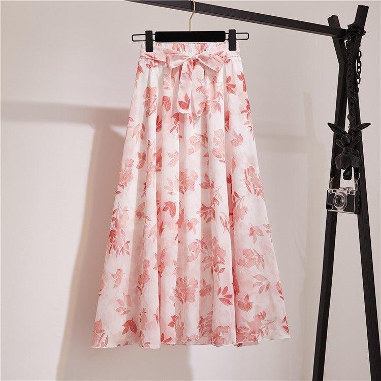 Loose Belly-covering Chiffon Print Skirt | MODE BY OH