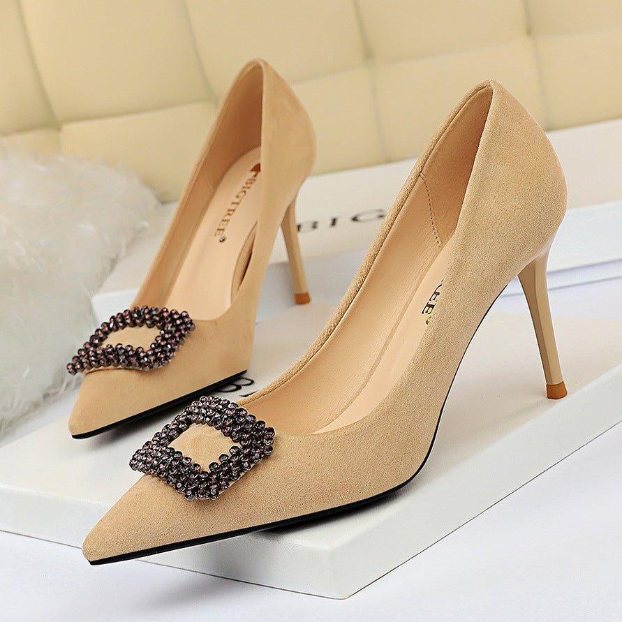 Pointed Rhinestone High Heels | MODE BY OH