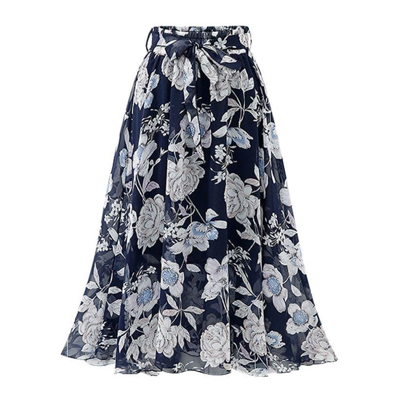 Printed Chiffon Large Skirt Mid-length Floral Bohemian - MODE BY OH