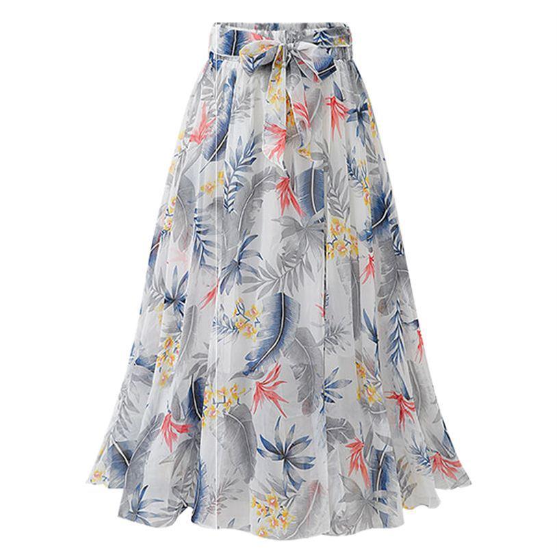 Printed Chiffon Large Skirt Mid-length Floral Bohemian - MODE BY OH