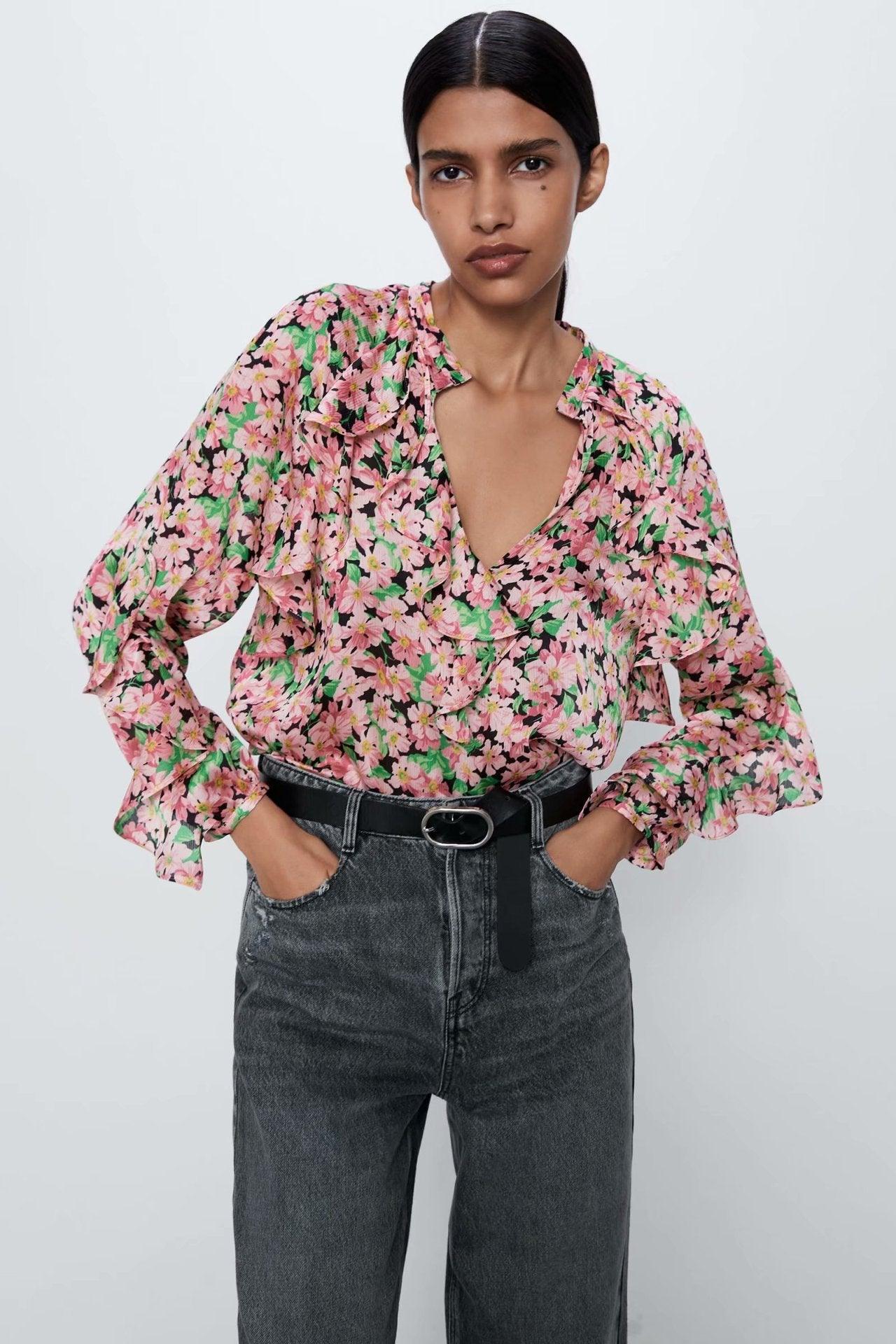 Printed women's chiffon shirt | MODE BY OH