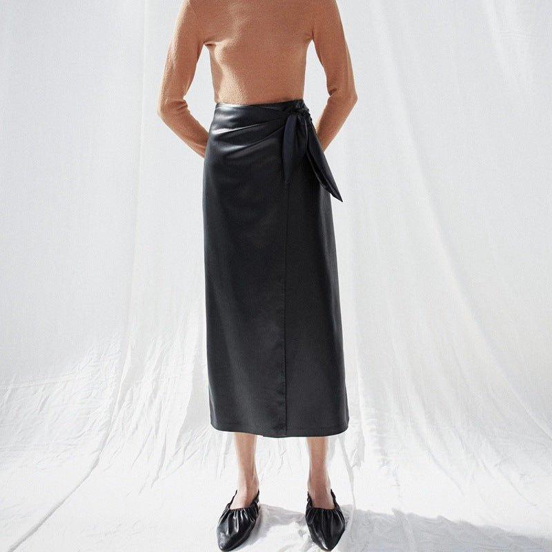 PU leather A-line skirt skirt | MODE BY OH
