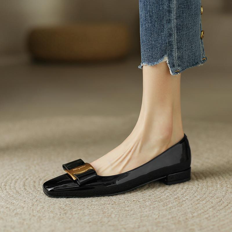 Small Incense Wind Square Buckle Bow Single Shoes Shallow Mouth | MODE BY OH